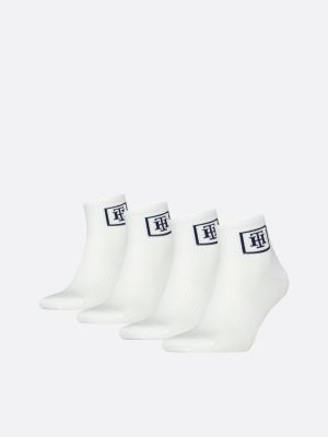 white 4-pack th monogram ankle socks for men tommy hilfiger