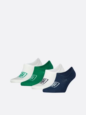 blue 4-pack th monogram footie socks for men tommy hilfiger