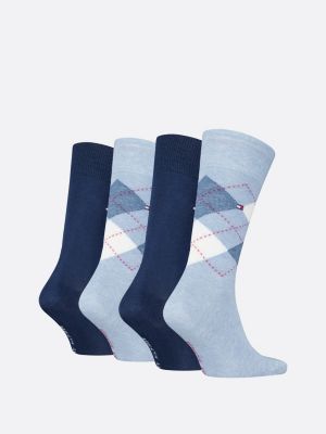 blau 4er-pack socken mit argyle-muster für herren - tommy hilfiger