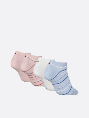 pack de 4 pares de calcetines cortos acanalados azul de mujeres tommy hilfiger