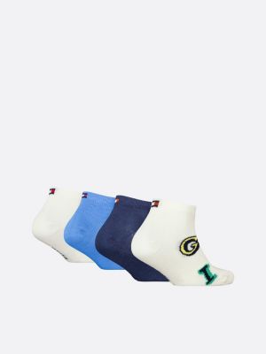 blue 4-pack repeat letter trainer socks for kids unisex tommy hilfiger