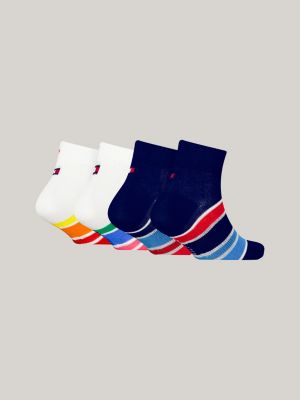 blauw set van 4 paar multicolour enkelsokken voor kinderen unisex - tommy hilfiger