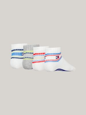 blauw set van 4 paar sokken met strepen voor kinderen unisex - tommy hilfiger