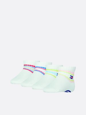 rosa 4er-pack gestreifte socken für unisex kinder - tommy hilfiger