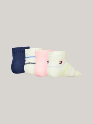 roze set van 4 paar sokken met strepen voor kinderen unisex - tommy hilfiger