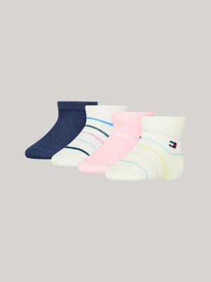 pink set van 4 paar sokken met strepen voor kinderen unisex - tommy hilfiger