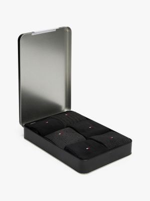 black 6-pack socks gift set for men tommy hilfiger
