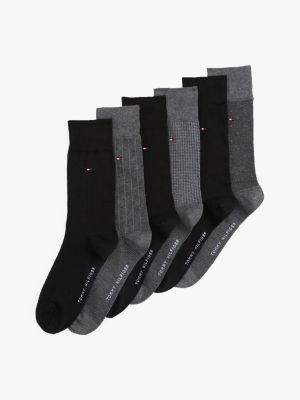 set de regalo con 6 pares de calcetines gris de hombres tommy hilfiger