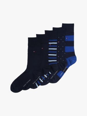 set de regalo con 5 pares de calcetines azul de hombres tommy hilfiger