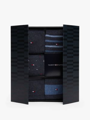 set de regalo con 5 pares de calcetines azul de hombres tommy hilfiger