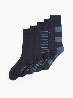 set de regalo con 5 pares de calcetines azul de hombres tommy hilfiger