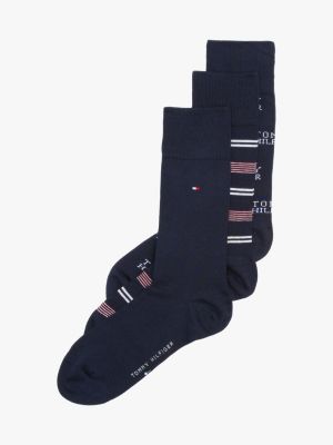 blue 3-pack socks gift box for men tommy hilfiger