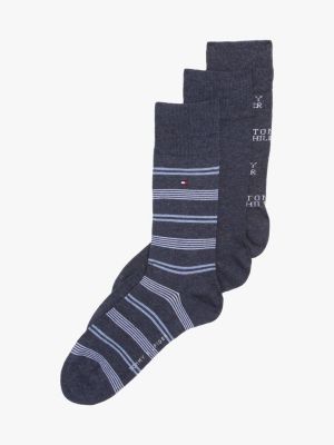 blue 3-pack socks gift box for men tommy hilfiger