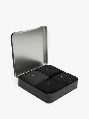 black 4-pack knee-high socks gift set for men tommy hilfiger