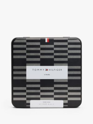 black 4-pack knee-high socks gift set for men tommy hilfiger