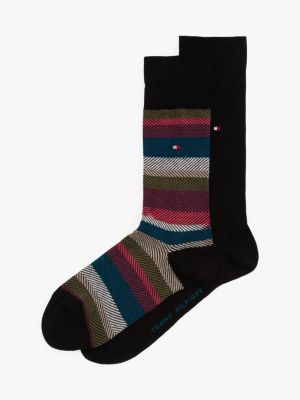 black 2-pack herringbone socks for men tommy hilfiger
