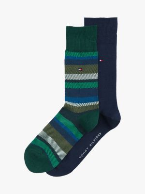 lot de 2 paires de chaussettes motif chevron green pour hommes tommy hilfiger