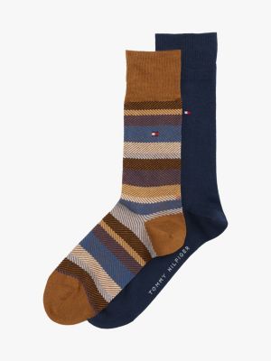 lot de 2 paires de chaussettes motif chevron khaki pour hommes tommy hilfiger