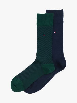 lot de 2 paires de chaussettes motif abstrait green pour hommes tommy hilfiger