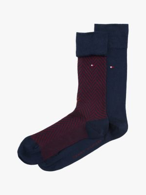 lot de 2 paires de chaussettes motif abstrait blue pour hommes tommy hilfiger