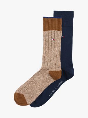 khaki 2-pack mouliné socks for men tommy hilfiger