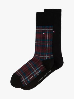 lot de 2 paires de chaussettes en tartan black pour hommes tommy hilfiger