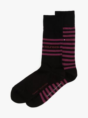 black 2-pack logo socks for men tommy hilfiger