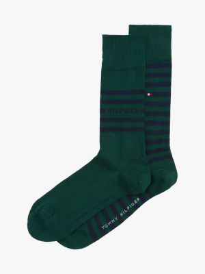 green 2-pack logo socks for men tommy hilfiger