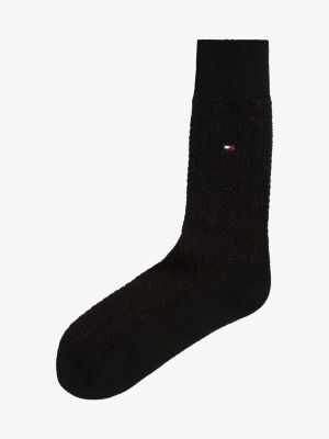 black 1-pack shadow check socks for men tommy hilfiger
