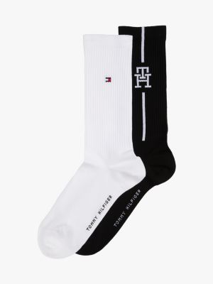 black 2-pack th monogram socks for men tommy hilfiger
