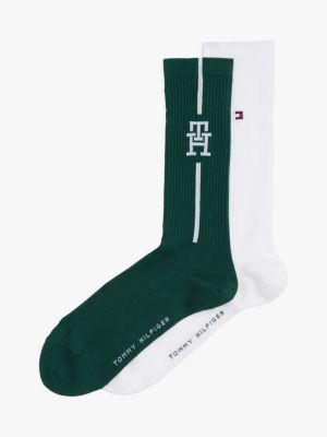 lot de 2 paires de chaussettes monogramme th green pour hommes tommy hilfiger