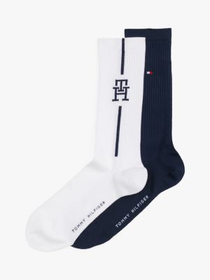 lot de 2 paires de chaussettes monogramme th blue pour hommes tommy hilfiger