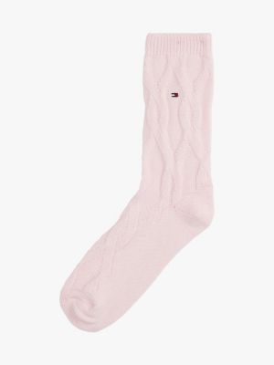 calcetines de punto trenzado pink de mujeres tommy hilfiger