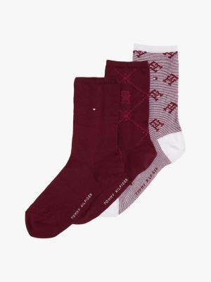 pink 3-pack socks for women tommy hilfiger