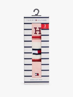 pink 3 pary skarpet, zestaw na prezent dla dla dzieci i dla każdej płci - tommy hilfiger