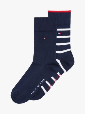 blue 2-pack breton stripe socks for kids gender inclusive tommy hilfiger