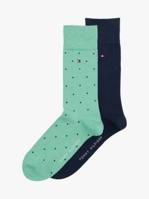 lot de 2 paires de chaussettes à pois vert pour hommes tommy hilfiger