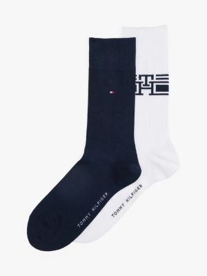 white 2-pack th monogram socks for men tommy hilfiger