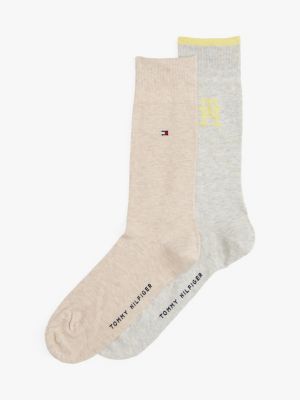 brown 2-pack th monogram socks for men tommy hilfiger