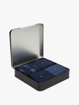 blue 4-pack socks gift box for men tommy hilfiger