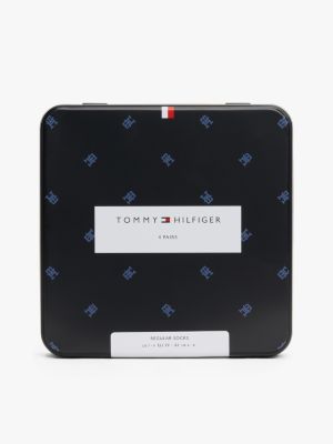 blue cadeaubox met 4 paar sokken voor heren - tommy hilfiger