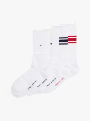 white cadeaubox met 4 paar sokken met logo voor heren - tommy hilfiger