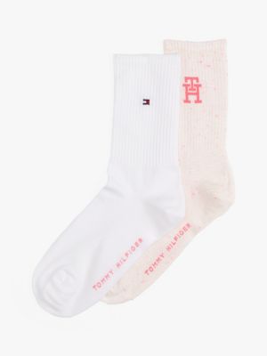 lot de 2 paires de chaussettes à monogramme rose pour femmes tommy hilfiger