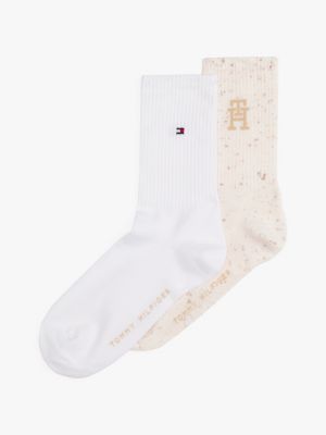 brown 2-pack th monogram socks for women tommy hilfiger