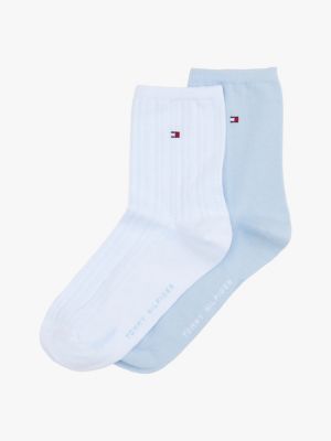 blue 2-pack flag embroidery short socks for women tommy hilfiger