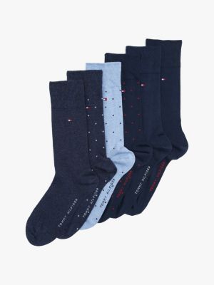 blue 6-pack polka dot socks for men tommy hilfiger