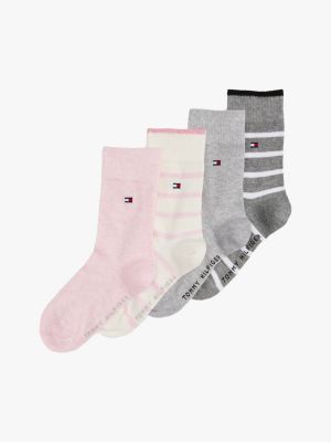 grau 4er-pack socken mit breton-streifen für gender-inclusive kinder - tommy hilfiger