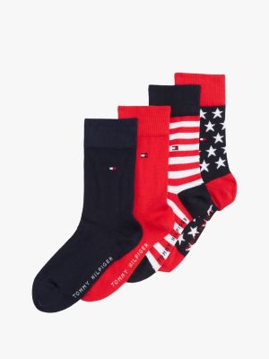 blue 4-pack stars and stripes socks for kids gender inclusive tommy hilfiger