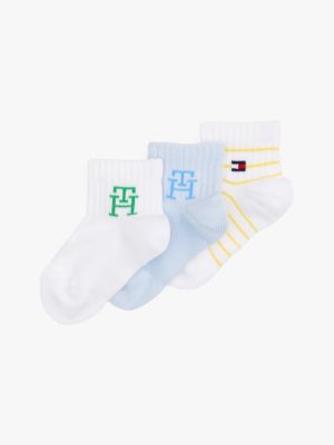 blue 3-pack th monogram socks gift box for newborn tommy hilfiger