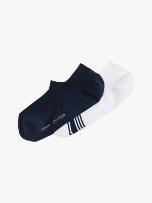 white 2-pack stripe footie socks for men tommy hilfiger